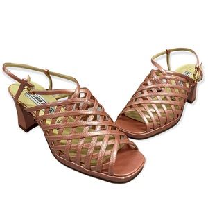 Ann Marino - Faux Leather - Pink - Peep Toe Low Heels - Size 7.5